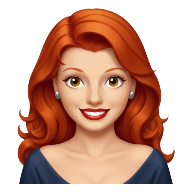 Rita Hayworth with long red hair, hazel eyes sticker