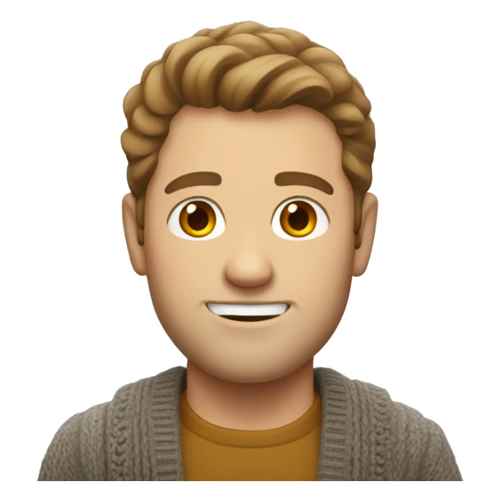 White man, brown hair, cardigan  sticker