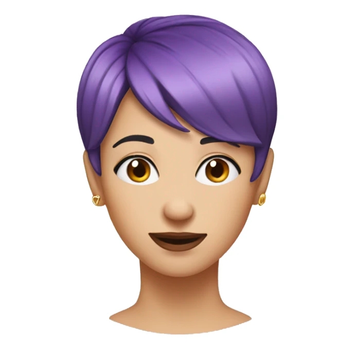 nose ring, purple short hair, woman, middle-aged,  sticker