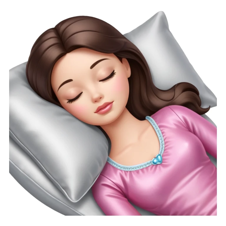 sleeping Barbie girl brunette with a silver silk pillow sticker