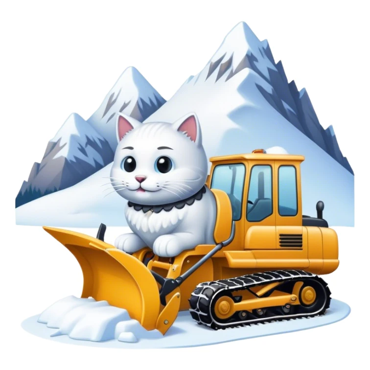 Mountain grooming snowcat with a plow sticker