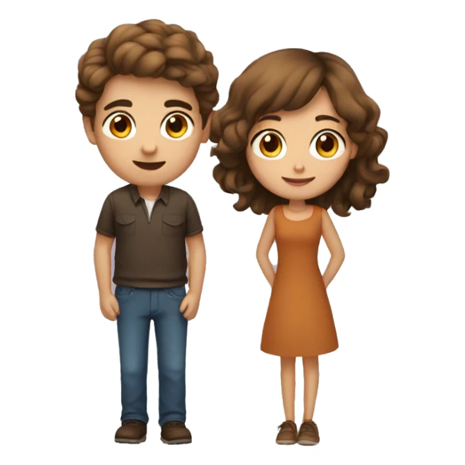 A girl with brown hair and a guy with brown hair kissing sticker