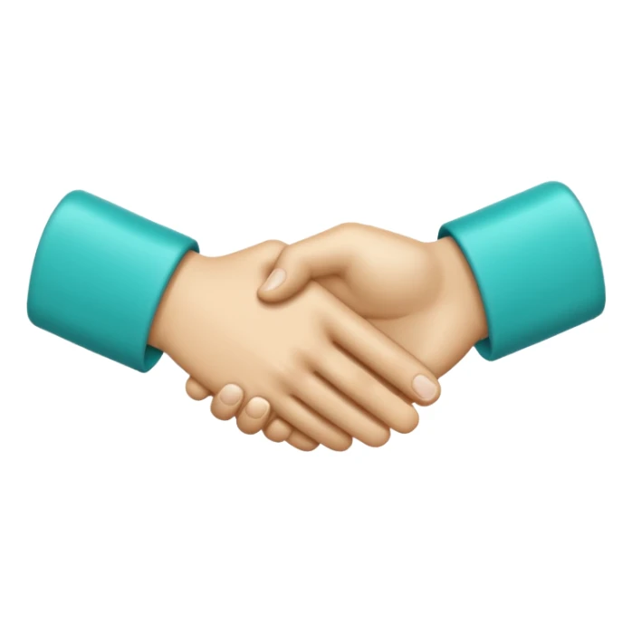 teal handshake amoji in the color hex of A8F2F9 sticker