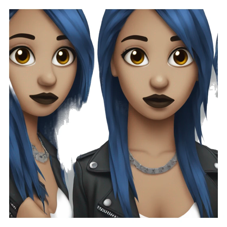 punk rock emo girl brown skin dark blue hair  sticker