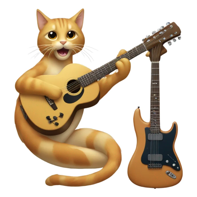 Animal fantástico mitad gato mitad dragón tocando la guitarra sticker