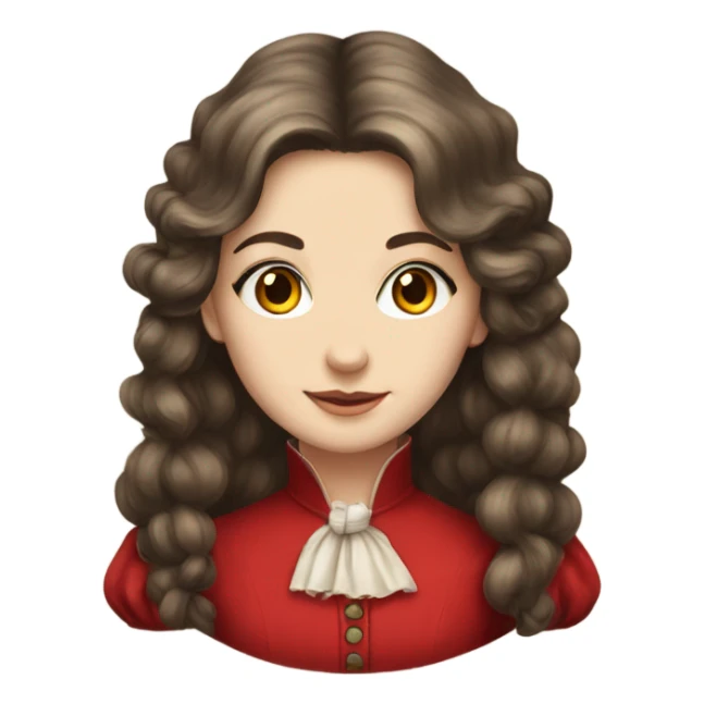 Young lady on victorian era with long hair and red dress sticker