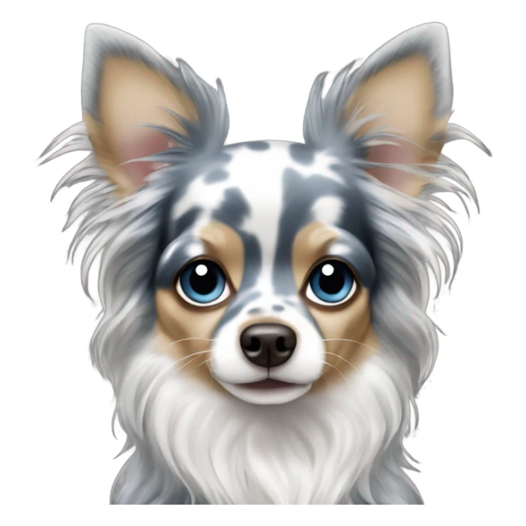 Blue merle chihuahua long hair with spotted face sticker