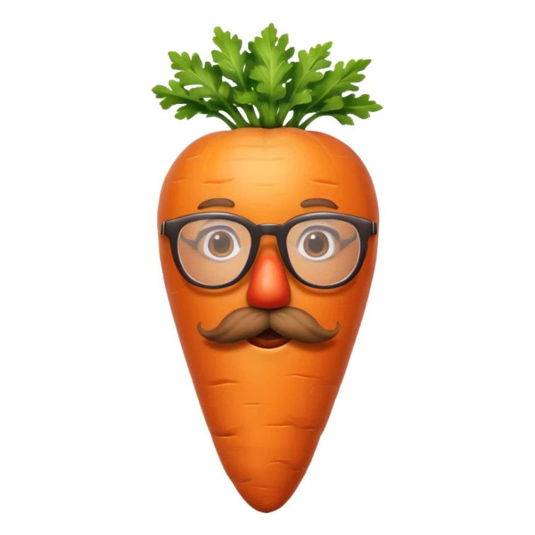 short orange carrot with red mustache and glasses sticker