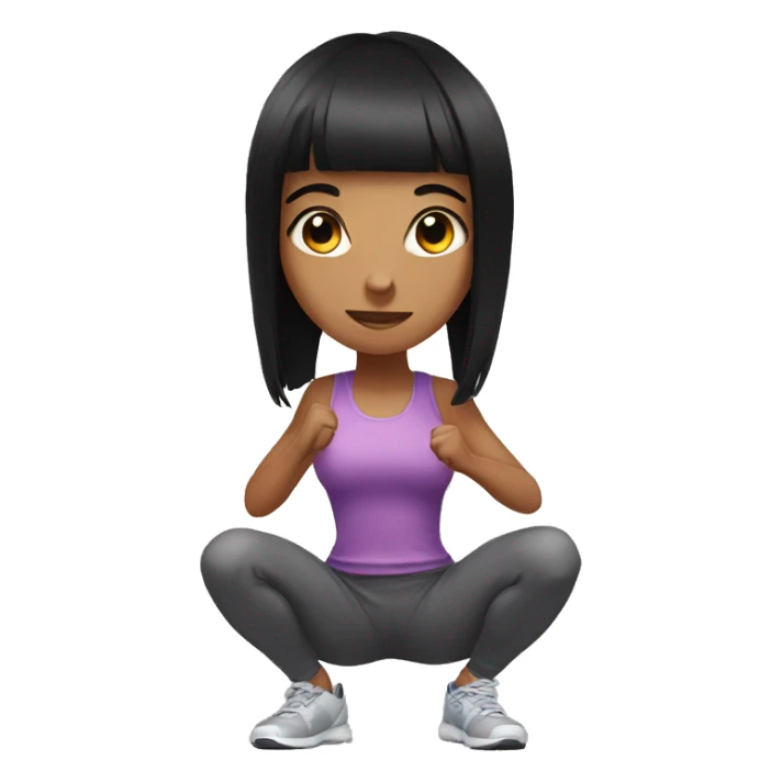 Girl with black hair doing squats sticker