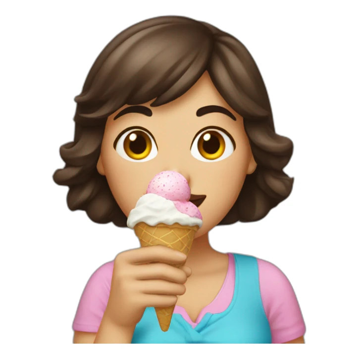 Brunette Woman lick ice cream sticker