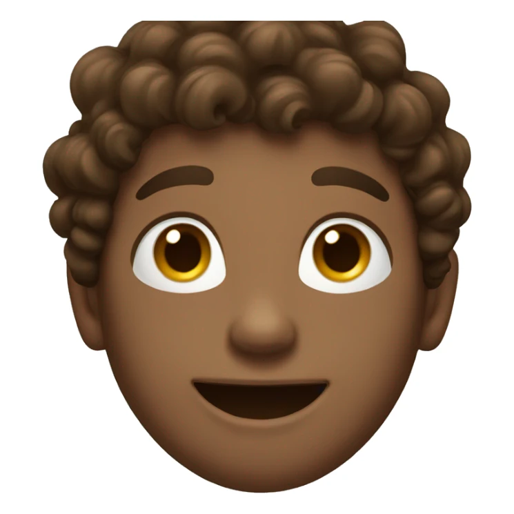 a boy smiling with puffy brown curly hair  sticker