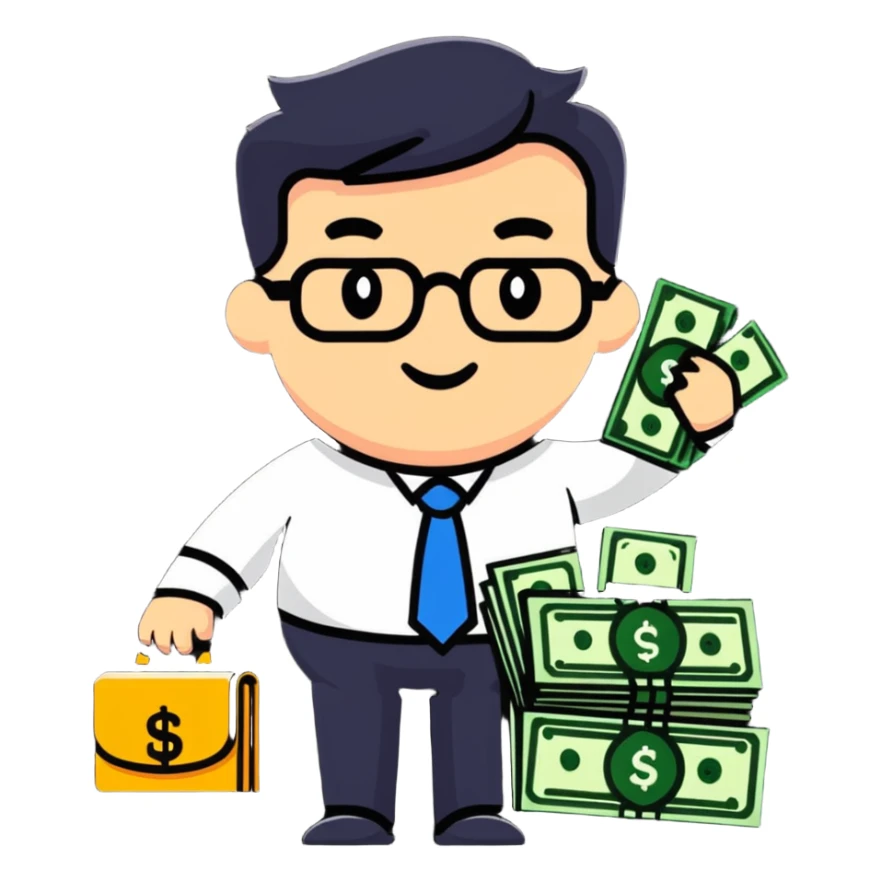accountant with money and financial graphs sticker