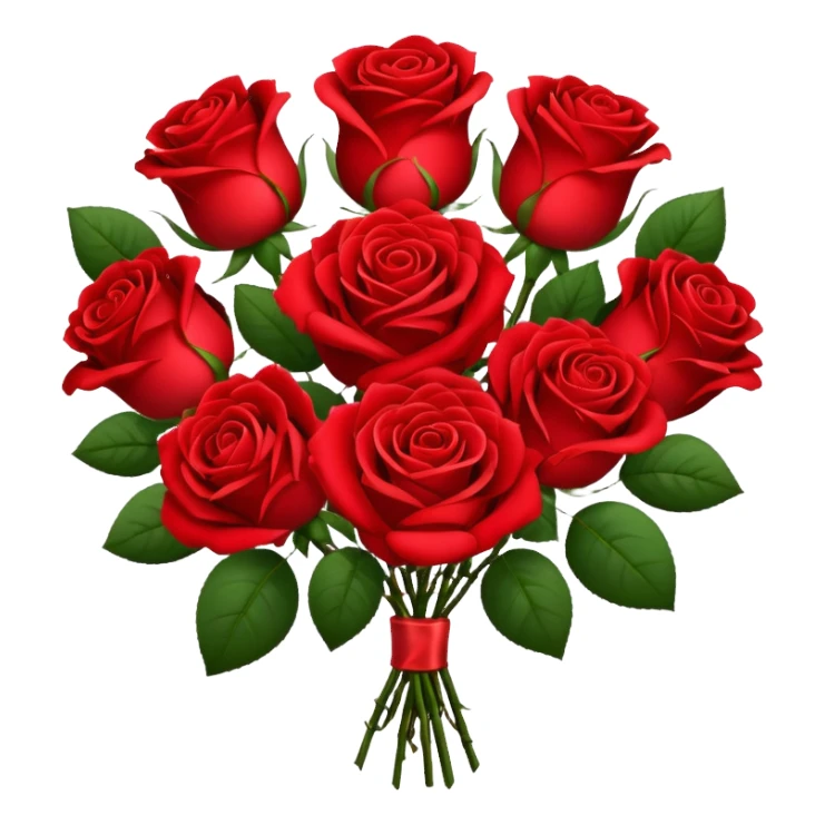 bouquet of red roses with heart sticker