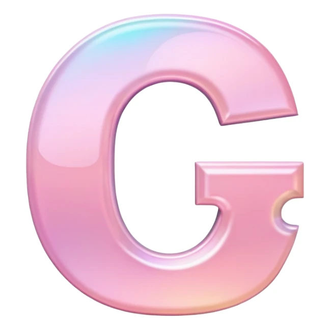 Iridescent pastel pink Font setting icon with letter C sticker