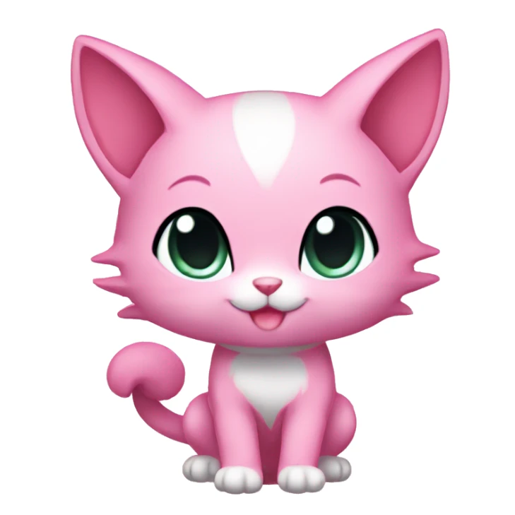 Pink Chibi Anthro Mew-Pokémon full body sticker