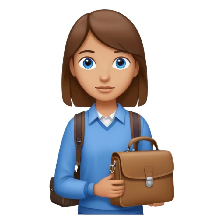 blue eyed brown hair collage student that carries laptop and bag sticker