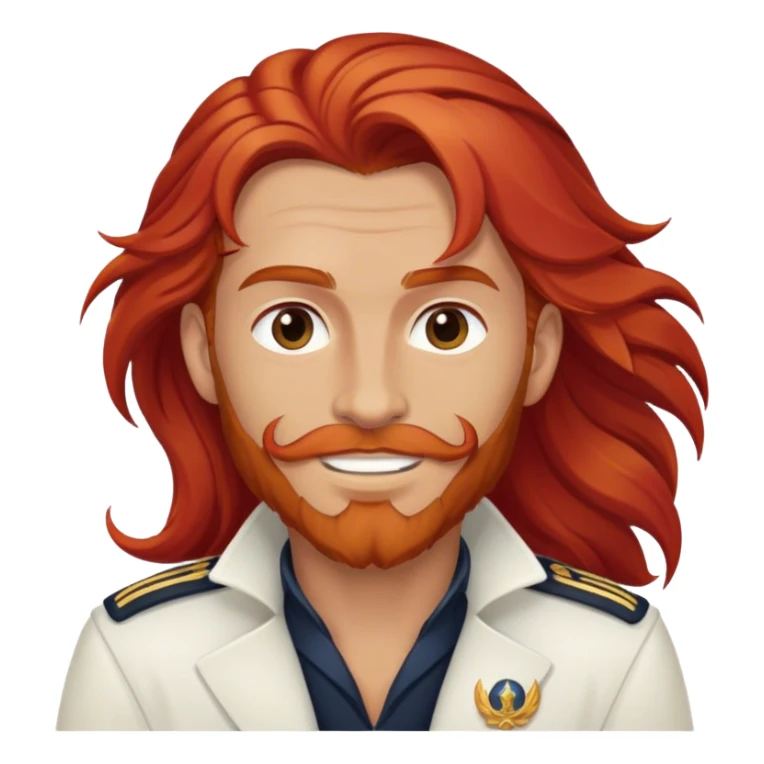 a male boat captain with long red hair no beard  sticker