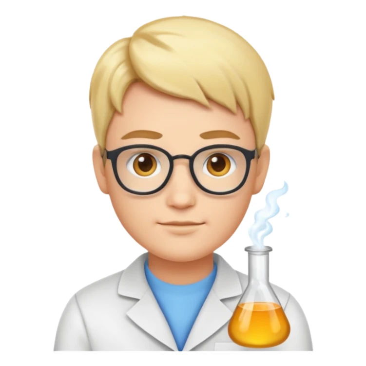 avatar of a content scientist, knowledgeable and articulate, emoji style sticker