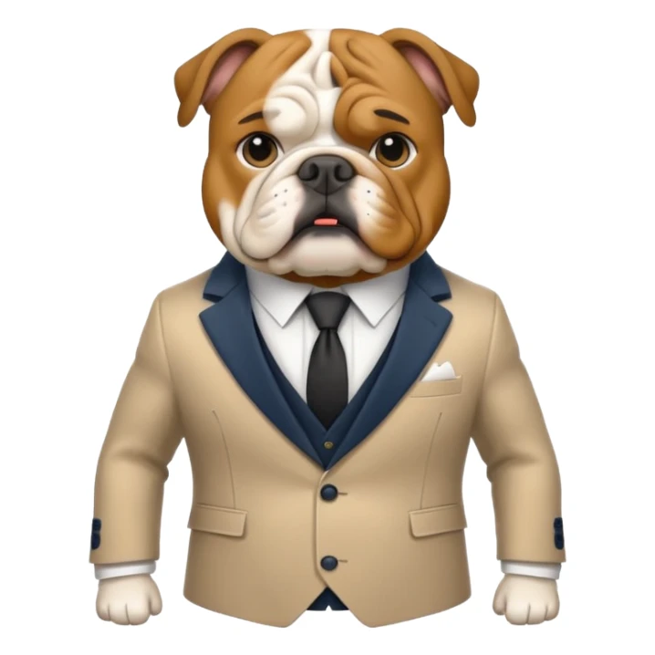bulldog wearing a tailored English suit and tie sticker
