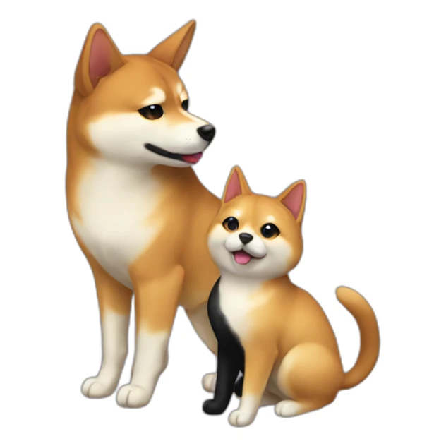 shibainu and black cat being-in-love sticker