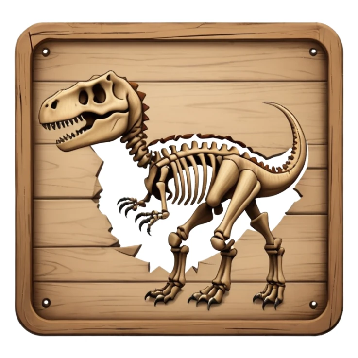 Dinosaur Signboard – Wooden board with a dinosaur skeleton drawing sticker