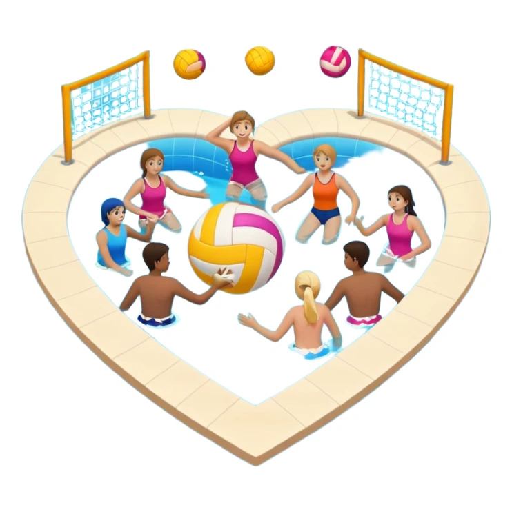 Natación  y voley en un corazón de color  sticker