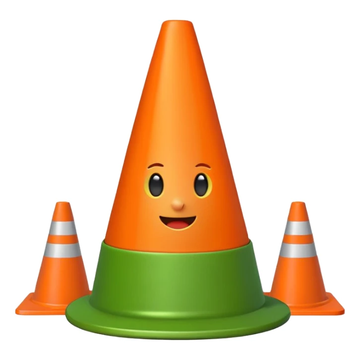 green tank squashing a traffic cone under its treads, emoji style sticker