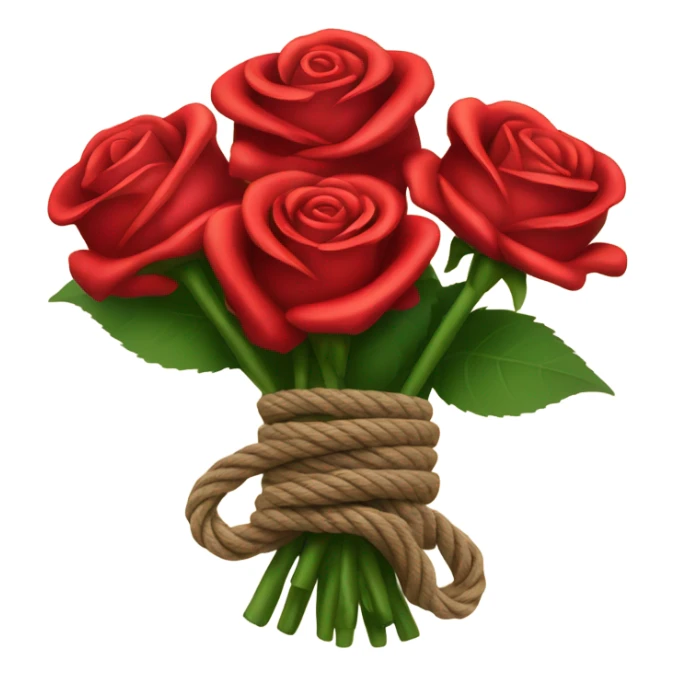 Bouquet red roses binded with rope. Make rope neater sticker