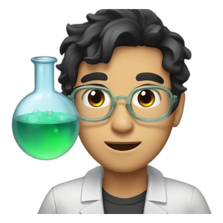 chemistry boy with black hair and his instumants on his hand sticker