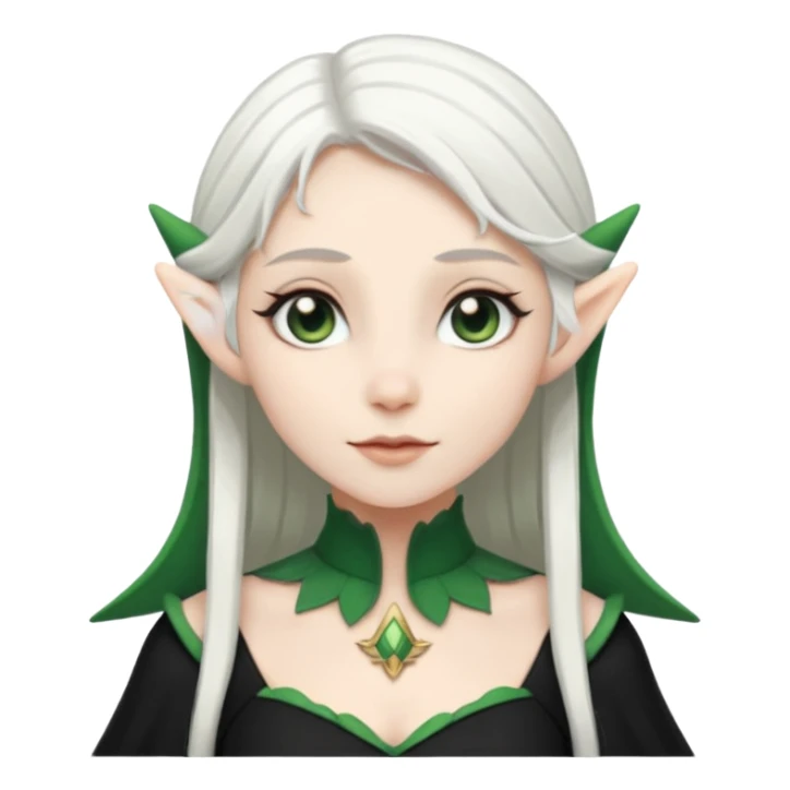 woman elves with white hair black dress  sticker