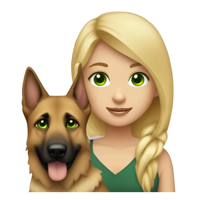 girl with green eyes, blond hair and a german shepherd sticker