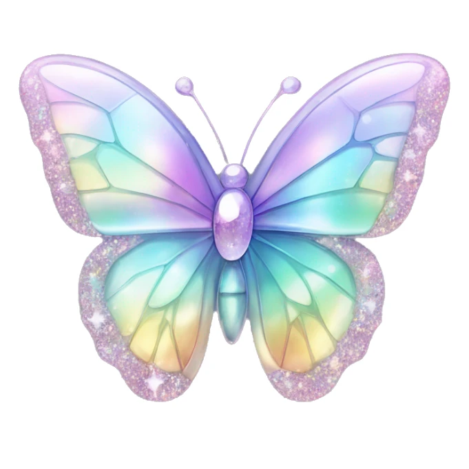 Pastel sparkly iridescent glass crystal butterfly sticker
