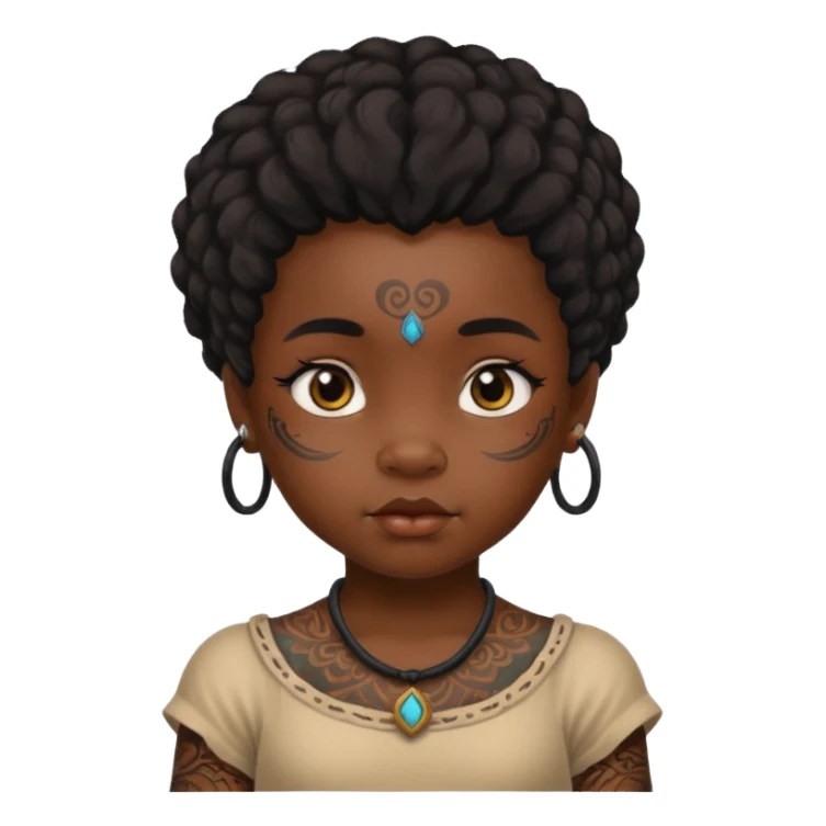 ancient hairy black baby girl, tattooed sticker