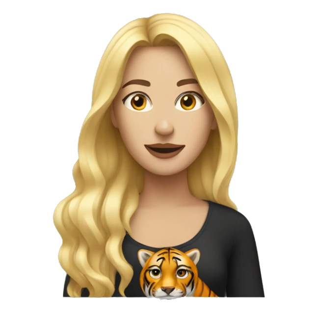 blonde woman with tiger sticker