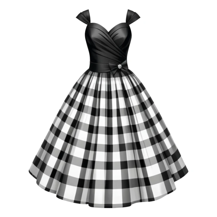 Black and white tartan gala dress in shiny taffetas sticker