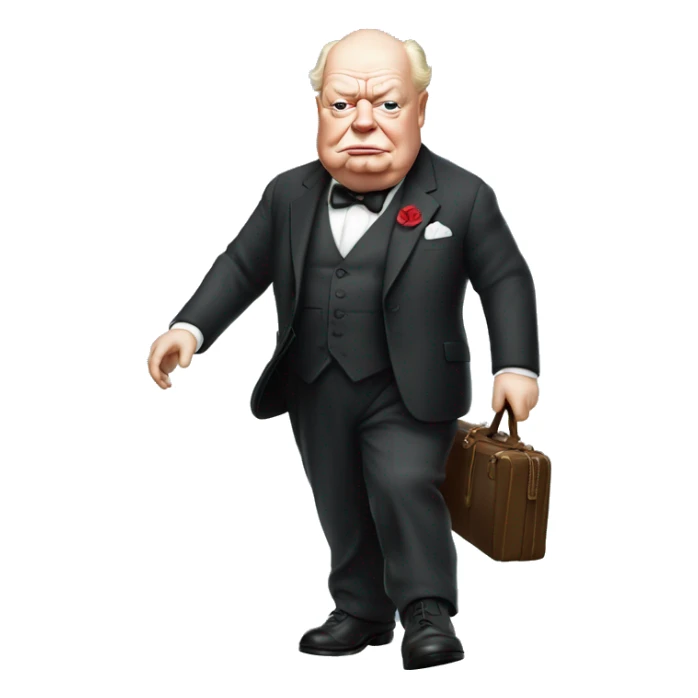 Winston Churchill carrying a tommy  sticker