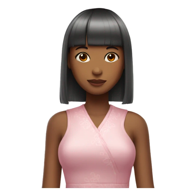 cherry blossom girl with red shoulder straight lenghts hair with bangs sticker