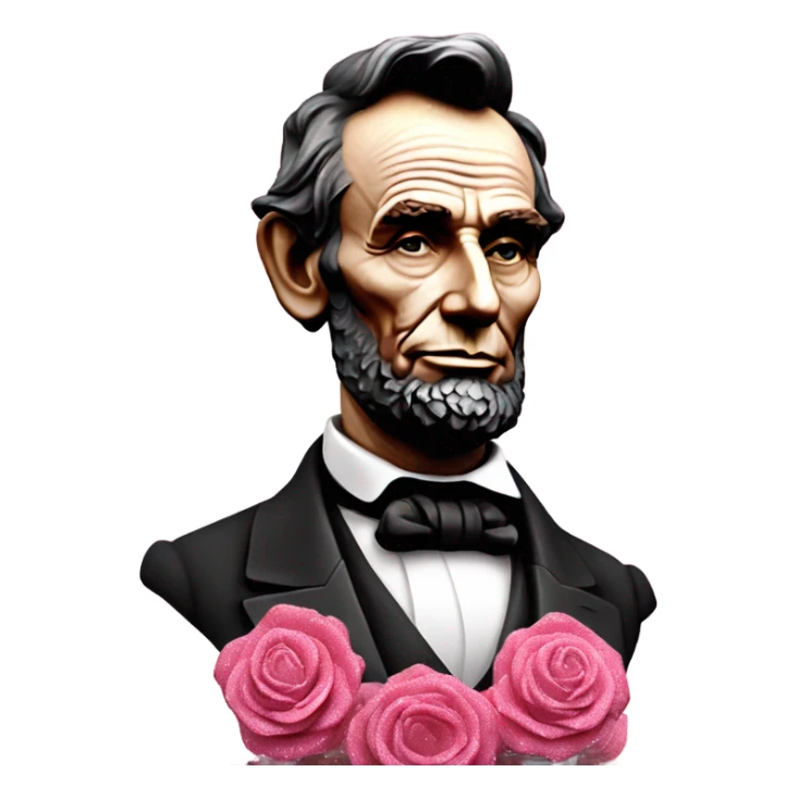 Pink ombre statue of Abraham Lincoln with glitter and roses  sticker