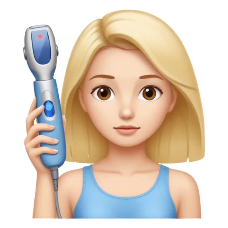 Girl doing laser hair removal treatment by herself at he sticker