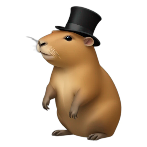 Capybara in a black top hat full body side view sticker