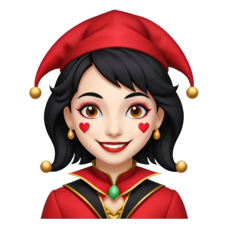Jester girl, black and red suit, black hair sticker