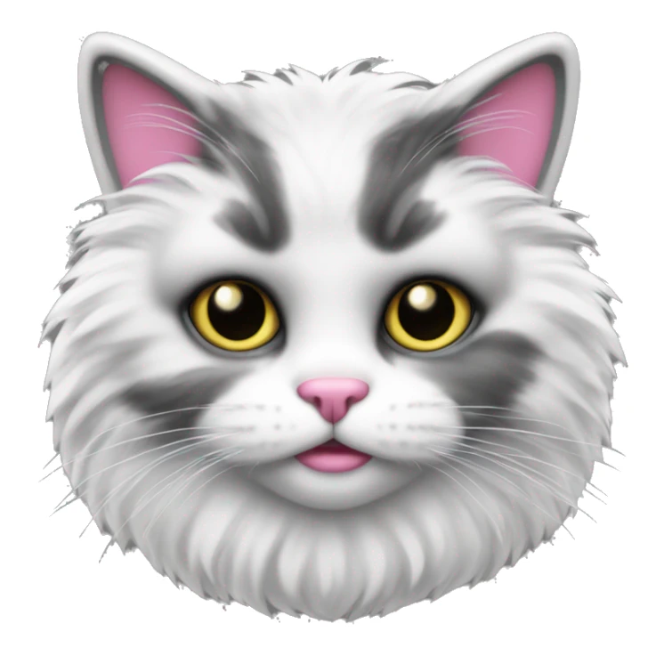 Fluffy cute cat black and white with pink nose and judgmental eyes sticker