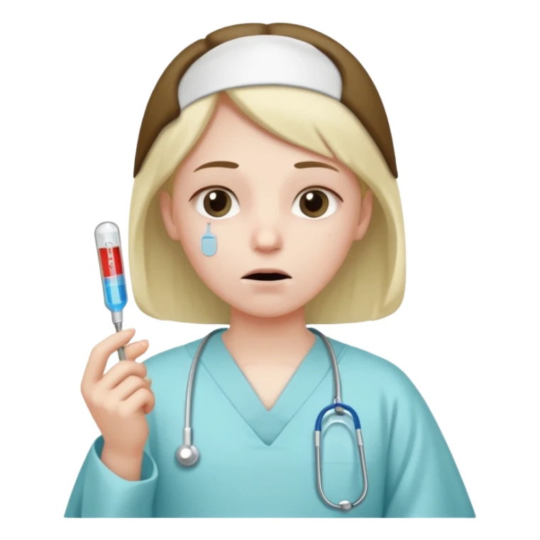 persona enferma con un termometro en la boca  sticker