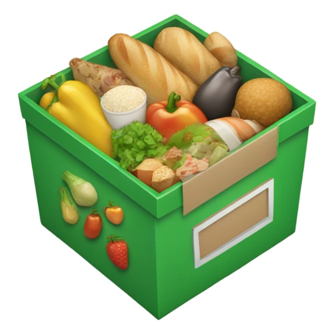 Green box of with food inside sticker