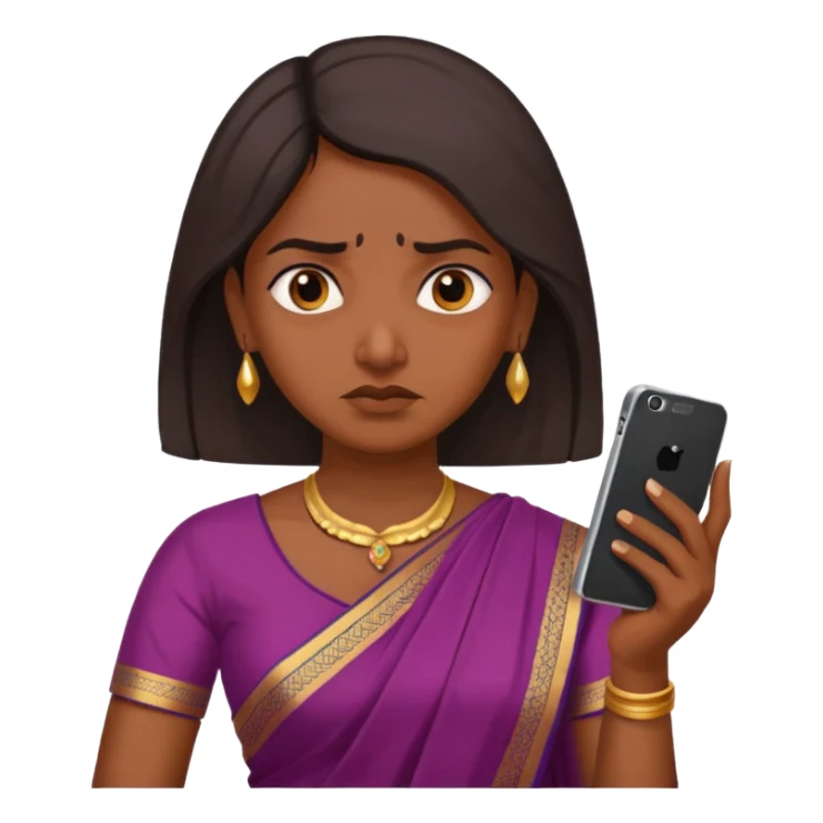 generate an indian female teacher calling on mobile. looking mad. Dressed in a saree sticker