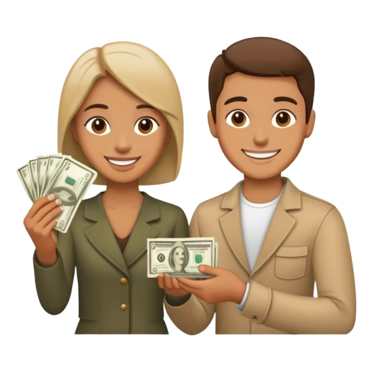 Person handing someone cash donation sticker