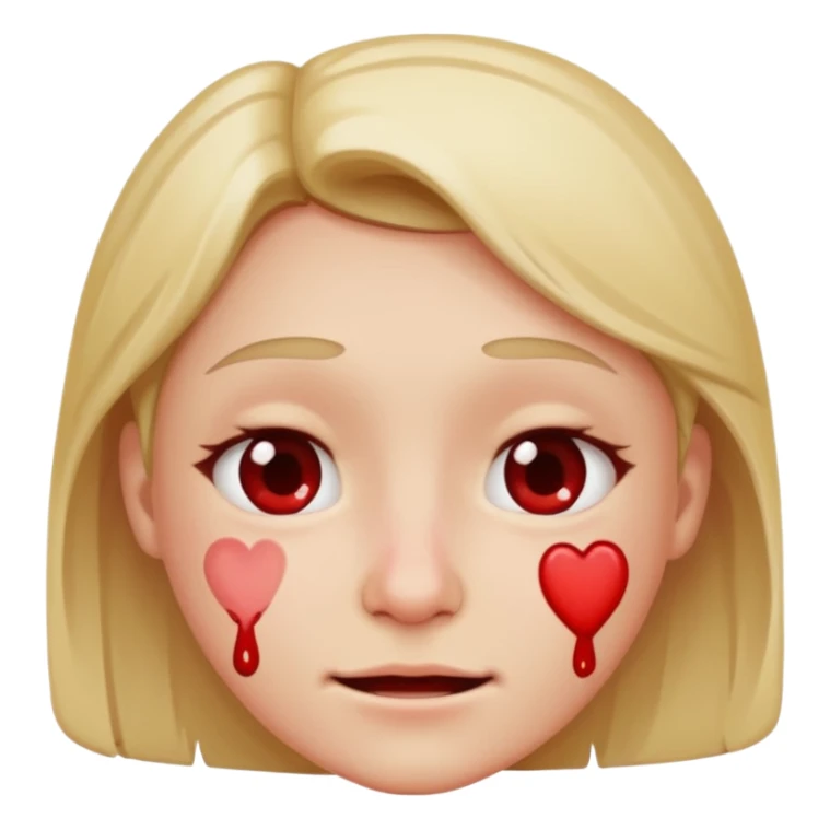 Blushing face with a small smile and a nose bleed sticker