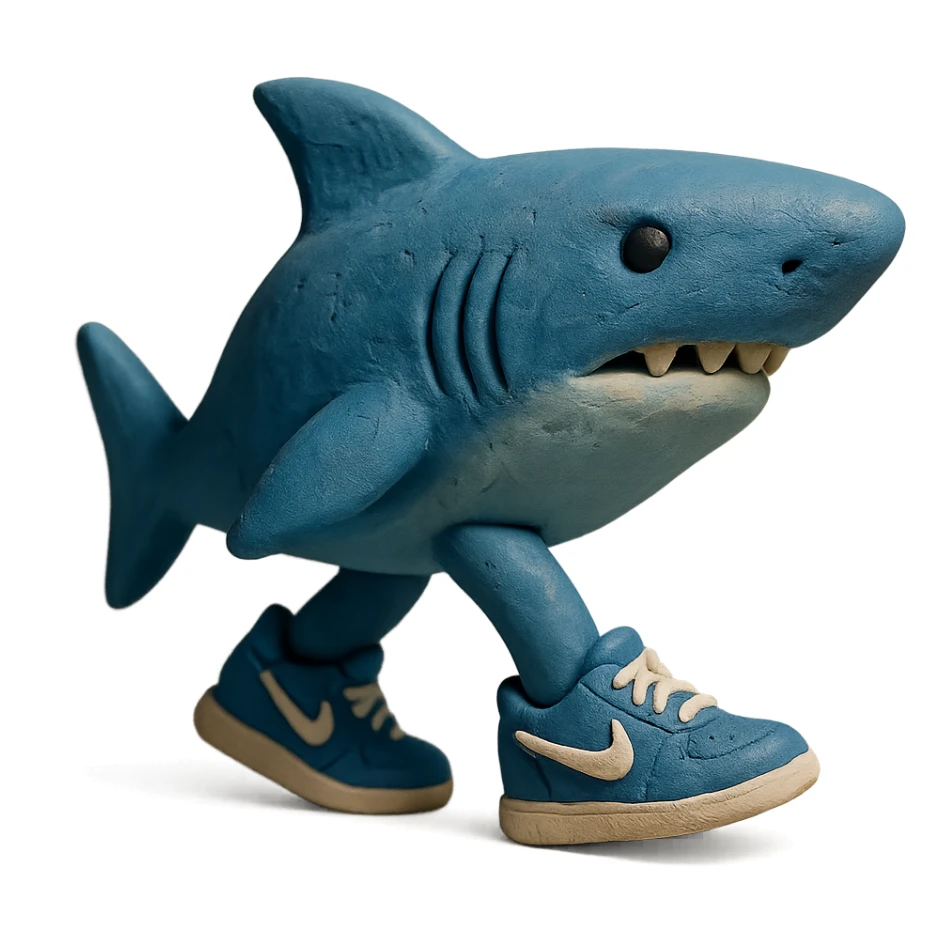 blue shark in blue Nike tennis shoes sticker