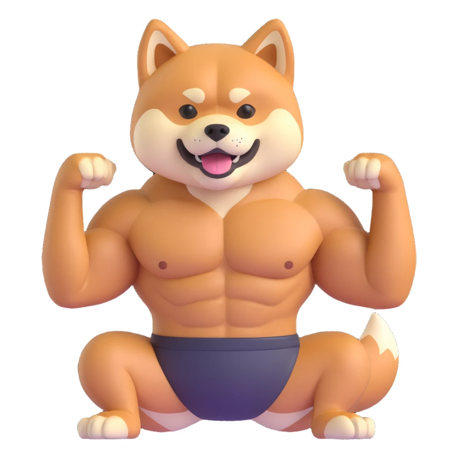 shiba inu, with muscles and abs sticker