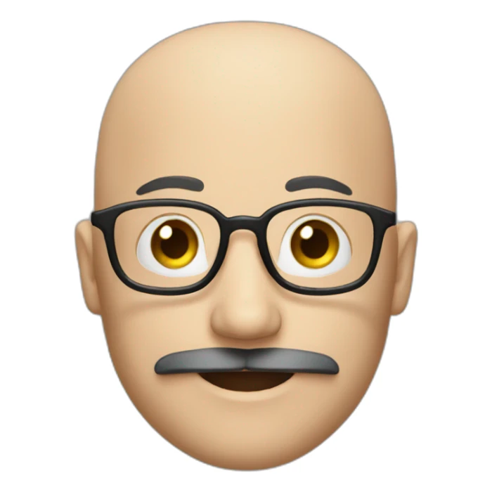 a happy bald man with moustache and long black beard sticker